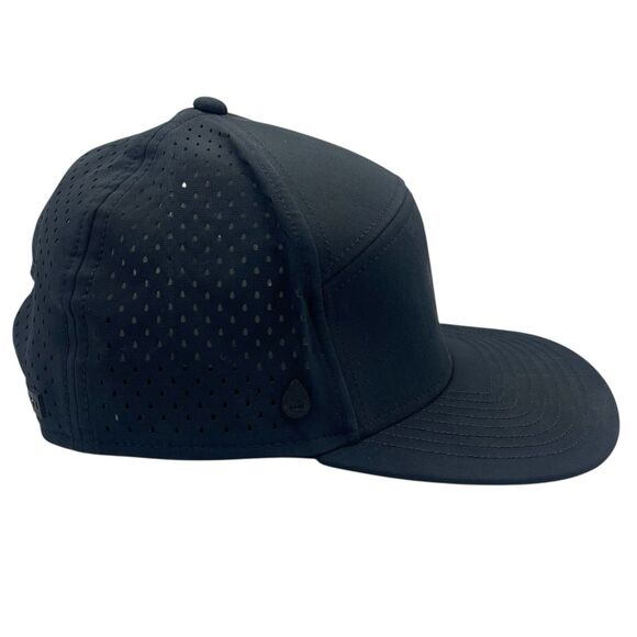 Melin Hat Cap Black Hydro Trenches Perforated Size Adjustable Snap Back 58cm - Picture 4 of 8